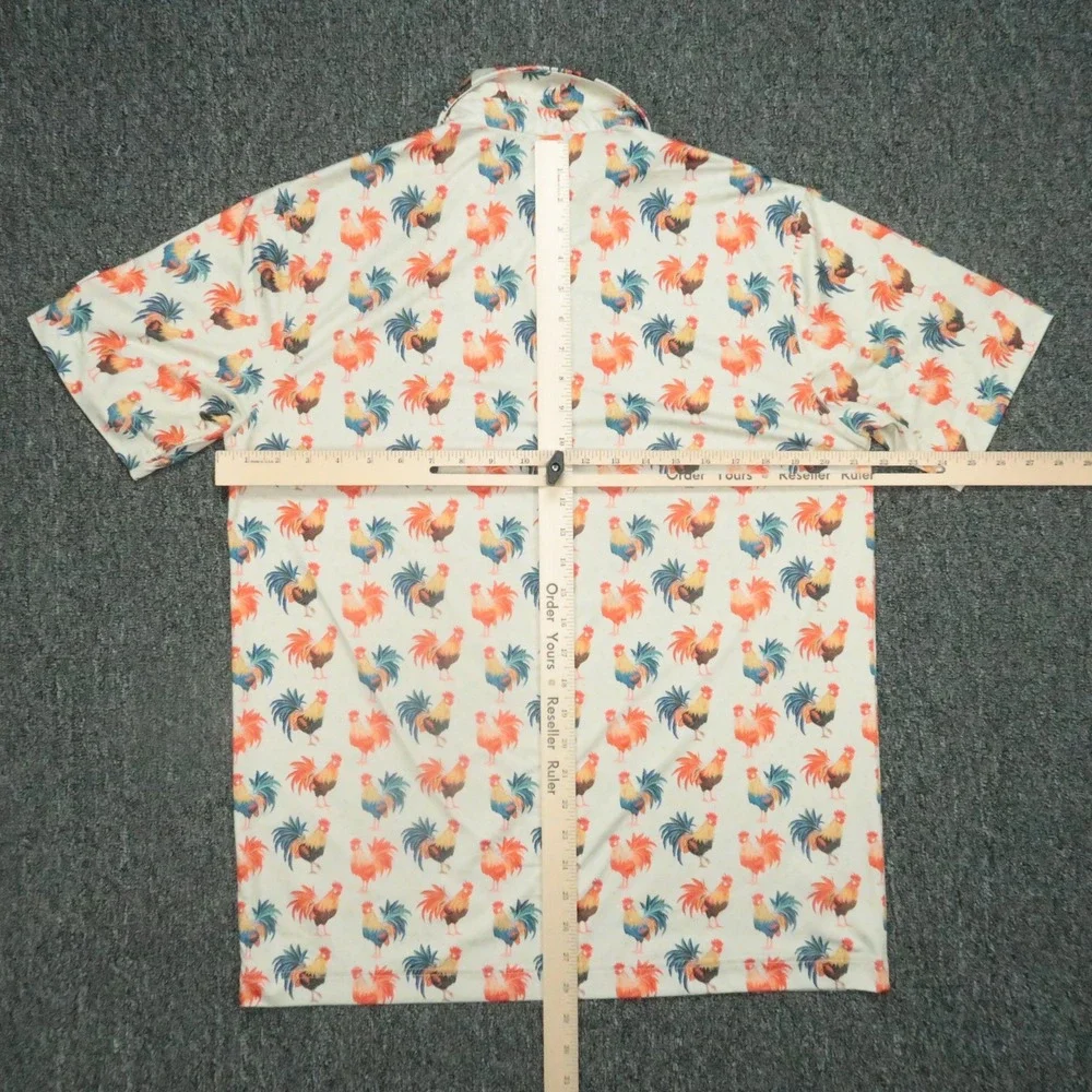 Waggle Shirt Mens Large Cream Cocky Rooster Performance Short Sleeve‎ Golf Polo - Picture 5 of 8